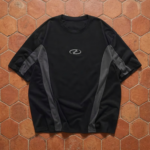 T-Shirt "Velocity" – Noir & Gris (Patchwork Géométrique Y2K) - vue 1